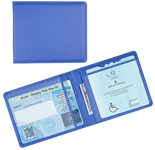 OFFCUP Funda para Tarjeta para Discapacitado, 16.8 * 13.5CM Funda para Permiso de Circulación Coche, Protector para Permiso de Estacionamiento para Discapacitados-Azul Oscuro