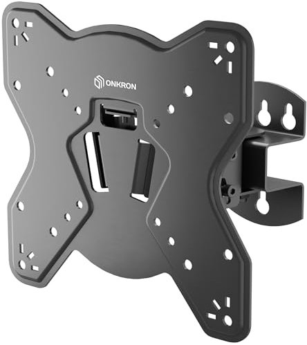 ONKRON Petit Support Mural TV pour 17 - 43 TV & Ecran, Fixation Murale TV Poids de 35 kg - Support Ecran PC Mural VESA 75x75 - VESA 200x200/Support Television Mural Pivotant Inclinable NP23-B Noir