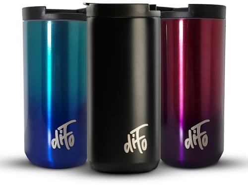 diFo Thermobecher Isolierbecher Kaffeebecher to go Edelstahl 400 ml (schwarz)