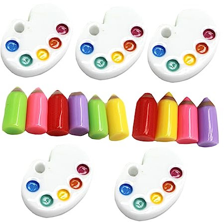 Garneck 15pcs Miniature Painting Tools Resin Stationery Decor Brush Palette for Micro Landscape Dollhouse Decor and Birthday