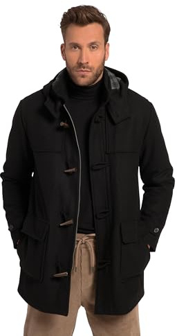 JP 1880 Herren große Größen Übergrößen Menswear L-8XL Dufflecoat, wasserabweisend, Knebel Knöpfe, bis 8 XL schwarz 4XL 795121100-4XL