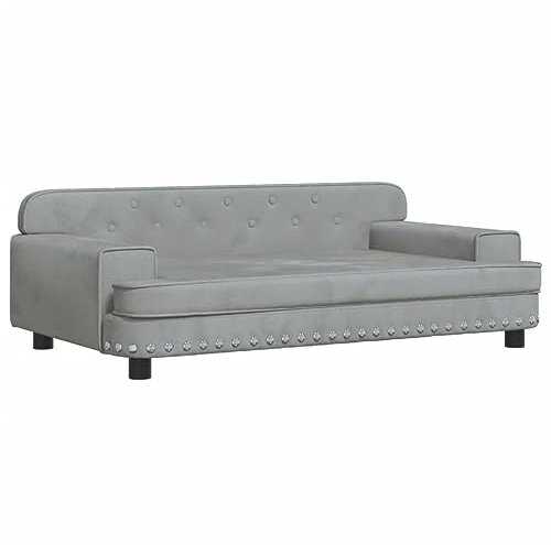 vidaXL Kindersofa, Couch für Kinder, Kindercouch mit runden Kanten, Kindersessel Minisofa Polstersofa Kindermöbel Sofa Kinderzimmer, Hellgrau Samt