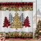 GCIREC Weihnachtsbaum Duschvorhang, Rot Schwarz Büffel Check Plaid Leopard Weihnachtsbaum mit Kiefer Kugeln Glocken Badezimmer Vorhang Wasserdicht Stoff Maschine waschbar mit 12 PCS Haken,165x180cm