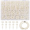 Zocipro 1890 Stück Weiße Perlen zum Auffädeln,Perlmutt Perlen,Weiss Runde Deko Perlen 10/8/6/4 mm für Drahtsterne Armbänder Halskette Schmuckherstellung Handwerk Dekor,Glasperlen für Jewelry Making