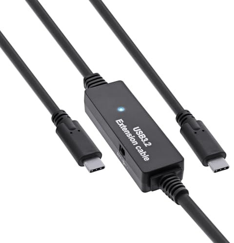 InLine Cavo attivo USB 3.2 Gen.1, spina USB-C a spina USB-C, nero, 10 m
