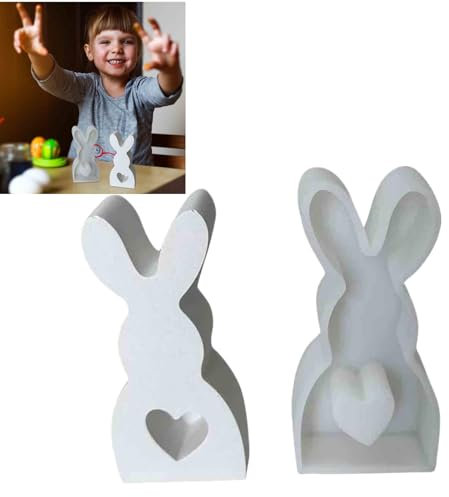Ostern Hase Backform, DIY Backen,2 Stück Ostern Kaninchen Silikonformen Gießformen, Osterhase Silikonform for Gips, Sojawachs Kerzen, Handwerk,für Kekse, Kuchen,Ausstechformen Hase für Ostern Party