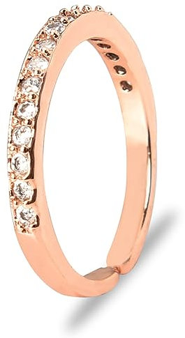 Sisadodo Rose Gold Rings for Women Adjustable Eternity Wedding Ring for Couples Engagement Band Ring for Women Anniversary Valentines Gift for Girlfriend Cubic Zirconia Eternity Rings Stackable Rings