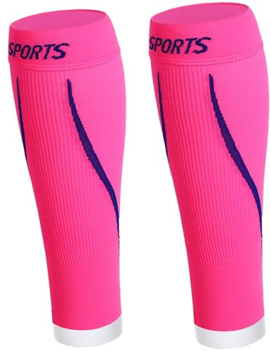 AUXDIQ Manchons de Mollet Manchons de Compression de Mollet de Sport Compression de Chaussettes Course à Pied Jogging Cyclisme Rose