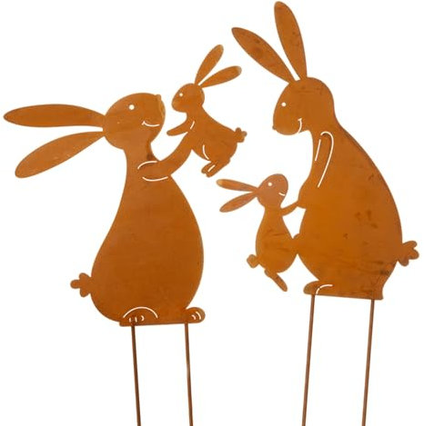 dio only for you 2er Set Blumenstecker Hasenfamilie | Osterhase Ostern | Gartenstecker Gartendeko | 34 cm
