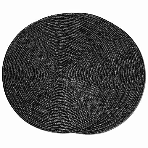 fumooa Tovagliette Intrecciate Rotonde Set di 6 Sottopiatti per Tavoli da Pranzo Tovagliette Antiscivolo Lavabili nel Tessuto 15 Pollici Halloween Nero