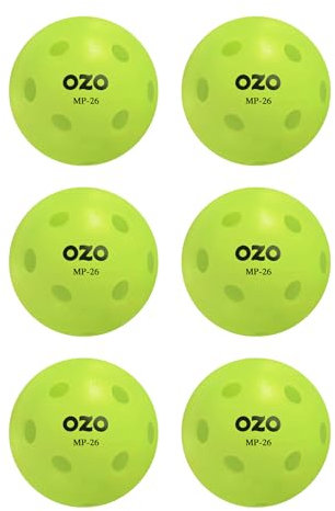OZO Pickleball - Set de 6 Bolas para Interiores, 26 Agujeros, Moldeo por Rotación