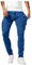 Generico Pantaloni da Lavoro Jeans Uomo Elasticizzati Sportivi Chiari Larghi Salopette Chiaro con Elastico in Vita Ragazzo