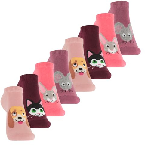 Footstar 8 Paar Kurze Kinder Sneaker Socken & Motiv Socken für Mädchen & Jungen