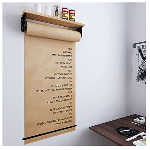 Kraftpapier-Displayhalter, Memoboard zur Wandmontage, 50 m Langer Notizpapierspender und -Schneider, für Studio/Café/Büro/Küche, mit Lagerregal, 100 cm breit (100 cm breit)