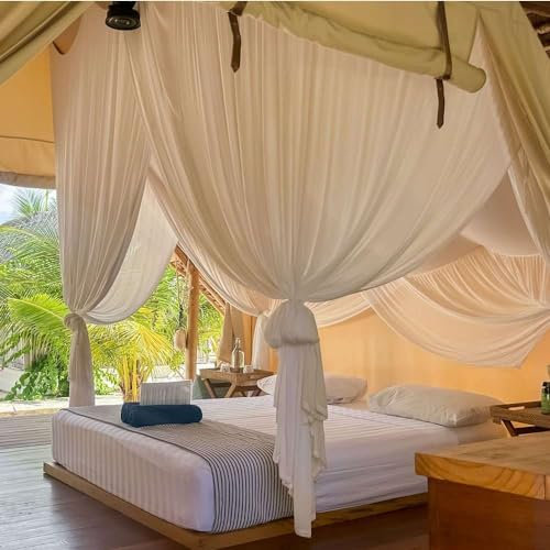 UB-STORE Betthimmel aus 100% Baumwolle für Queen-Size-Bett und King-Size-Bett | Handgefertigt Luxuriös Moskitonetz Schlafzimmer Vorhänge | Dekorativ Rechteckig für Zuhause mit 4 Türen
