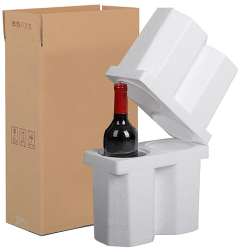 Carton d'expédition de bouteilles avec mousse pour 2 bouteilles de vin Boîte d'emballage de vin Protection sûre 225x115x380 mm