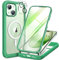 Miracase Magnetic Case for iPhone 15 Case 6.1-Inch, Full Body Bumper Clear Back Cover Compatible with Magsafe and Built-in 9H Tempered Glass Screen Protector + Camera Lens Protector (Green)