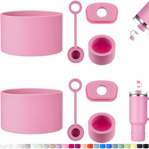 HYZ 8 Piece Accessories for Stanley Cup, Silicone Spill Proof Stopper Set and Protective Boot Including Straw Cover Cap for Stanley H2.0 20oz 30oz 40oz Tumbler, Peony