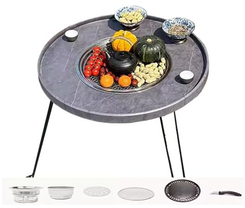 Mesa de Camping Plegable Pequeña, Acero Laminado en Frío Fácil de Llevar Accesorios Completos, Cocina Camping Parrilla, para Pícnics, BBQ, Cámping(Yellow)