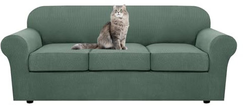 EKTORP Sofabezug, stilvoll, Stretch-Jacquard-Couch-Schonbezug für EKTORP-Sofa mit Sitzkissen und Rückenlehnen, Grün, großes Sofa + 3 große Sitze