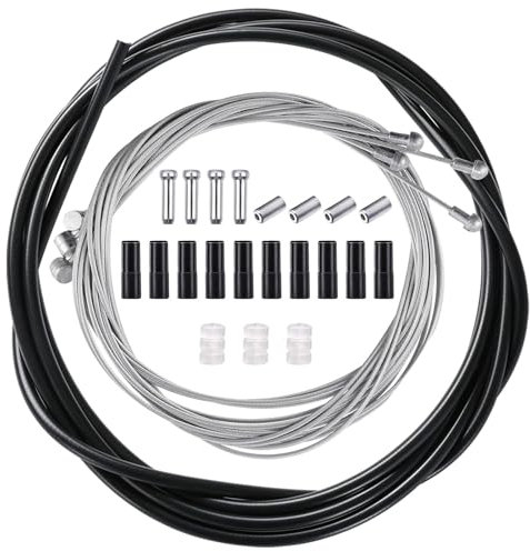NVGVUP Bike Brake Cables, Replacement Gear Brake Cables for Bicycles, Black Universal Bicycle Brake Cable, Gear Bike Cable with End Cap O-Ring End, for Mountain Road Normal Bicycle