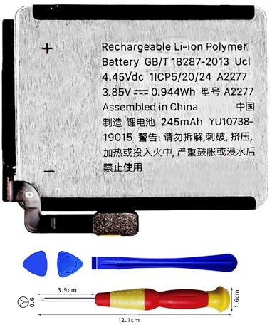 Vvuilsty Batería de repuesto A2277 para Watch Series 5 Gen de 40 mm, batería recargable de 0 ciclos, compatible con Apple Watch Series 5 Gen 40 mm/Watch SE 40 mm con kits de herramientas de reparación