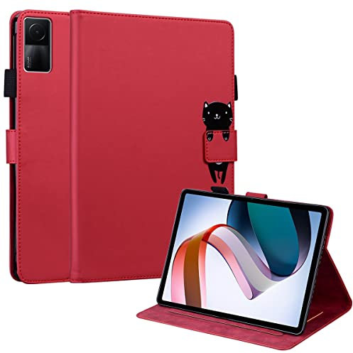 Mldjomid Custodia Protettiva Compatibile con Xiaomi Redmi Pad 10.61 Pollici 2022 Flip Pelle PU Tablet Case Cover con Supporto e Slot per Scheda per Xiaomi Redmi Pad 10.61 (2022) Tablet, Rosso