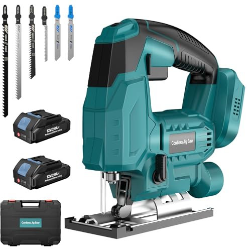 Yofuly Seghetto Alternativo a Batteria per Makita 18V 21V, Seghetto Elettrico con 2 * 2,0 Ah Batterie, Velocità Variabile, Angolo di Taglio Obliquo (0°-45°) Cambio Lama Senza Attrezzi