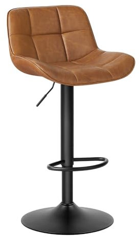 EUGAD Barhocker höhenverstellbar 360° drehbar, Barstuhl mit Rückenlehne Fußstütze, Polsterhocker mit Kunstleder, ergonomischer Hocker im Bar, Sitz 49x36 cm, aus Metall, Braun