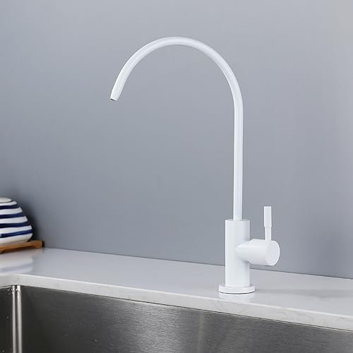 Spültischarmatur Nur Für Kaltes Wasser, Einhebelmischer Mit 360°-Drehung, Umkehrosmose-Hahn, Mischbatterie Aus Edelstahl, Farbe: Haferflocken(White)