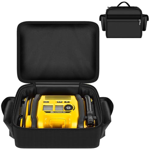 Air Compressor Bag Case Compatible with DEWALT 20V MAX Tire Inflator DCC020IB, Cordless Tools Storage Holder Organizer with Pocket for Battery Pack and Charging Kit(Box Only, All Black)