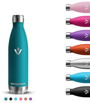 Borraccia Termica, Borraccia 500 ml, Senza BPA, Borraccia Bambini, Senza Perdite, Borraccia Acciaio Inox, Mantiene Caldo per 12 Ore/Freddo 24 Ore, Borraccia Metallo per Scuole, Uffici, Yoga, Campeggio