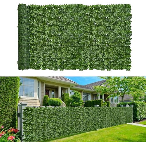 DASJD Haie Artificielle en Rouleau, Clôture Brise-Vue de Feuilles Lierre, Anti-UV écran de Confidentialité pour Jardin, ExtéRieur, Cour, Balcon, Terrasse, Patio,1x5m