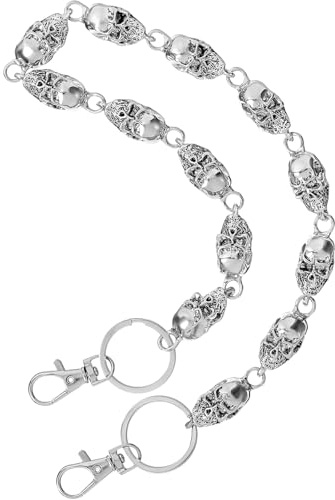 Shimmeroo Punk Hosenkette Totenkopf Hosenkette Hip-Hop Hosen Kette Damen Gothic Hosen Kette für Herren und Frauen (56 cm)