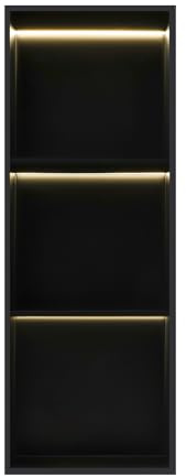 Beaudreaul Niche de douche en acier inoxydable à 2/3 étages avec lumière LED, encastrée + montage mural, étagère de rangement IP44 étanche, pour salles de bains, cuisines, toilettes, etc (30,5 x 90,6