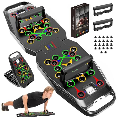 Liegestützbrett Dunkel,20 in 1 Foldable Multifunctional Home Training Fitness Equipment, Portable Push-Up Training Frame, Adjustable Push-Up Board