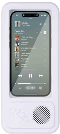 HAJHI Supporto Per Telefono Da Doccia Impermeabile Regolabile Estensibile Porta Cellulare Doccia Antiappannamento Rotazione Per Da 4-7 Pollici(Bianca)