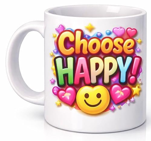 Choose Happy Mug Smiley Face Positive Motivation Quote Gift Mug