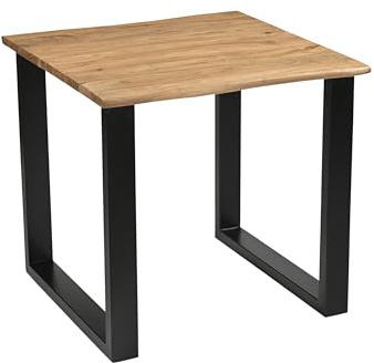 Linele® Massivholz Esstisch 80x80 cm, Akazienholz, naturfarben | Tischplatte 2,6 cm, U-Gestell, Echte Baumkante, Handgefertigt & robust, Für 2–4 Personen geeignet