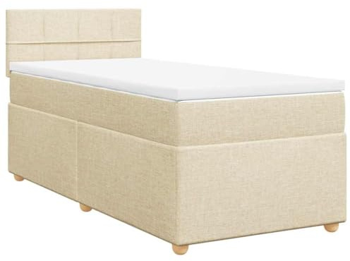 pokgdf Boxspringbett mit Matratze und Lattenrost 80x200 cm in hellgrauem Stoff, komplettes Set inklusive Taschenfederkernmatratze und Boxspringbett in Hellgrau