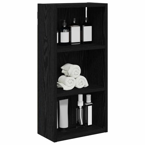 vidaXL Badezimmer-Wandschrank Schwarz Eichen-Optik 30 x 16 x 62,5 cm