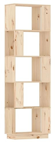 Mhdvray Bücherregal Raumteiler, Regal aus massivem Kiefernholz, Standregal für Wohnzimmer oder Büro, Offenes Design, 51 x 25 x 163,5 cm, Naturholz Unbehandelt