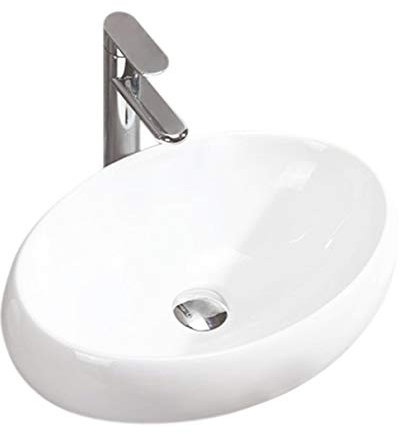 Design Keramik Oval Waschtisch Handwaschbecken Aufsatz-Waschschale 48cm x 33cm x 14,5cm FÜR BADEZIMMER GÄSTE WC Linda