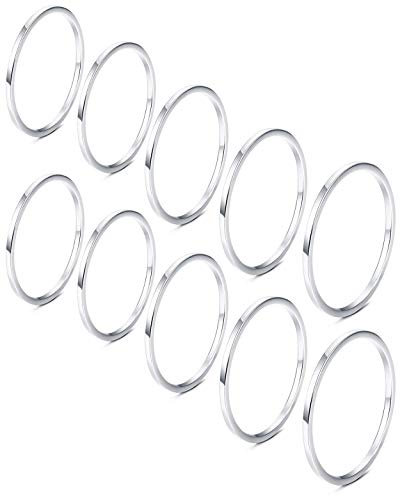 YADOCA 10 Stück Edelstahl Ringe Stapeln für Frauen Mädchen 1MM Knöchelring Midi Band Komfort Fit
