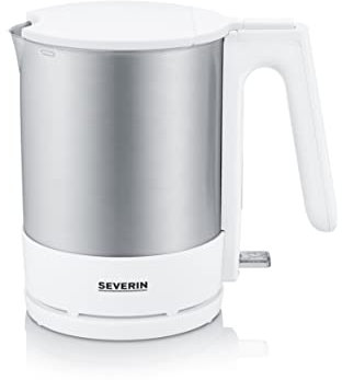 SEVERIN Bouilloire Ouverture XXL 1,7L, 2 200W, Niveau D'eau visible, Filtre Anticalcaire Amovible, Socle 360°, Blanc/Inox, WK 3419