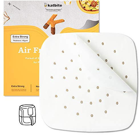 katbite Heavy Duty Air Fryer Liners 120 Pcs, 8.5 Inch (21.5cm) Perforated Parchment Paper for Air Fryer, Extra Strong, Non-Stick