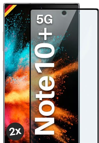moex CurveProtect für Samsung Note 10 Plus (4G/5G) Panzer Schutzglas, Full Screen Schutzfolie randlos, ganzer Bildschirm komplett abgedeckt, Panzerfolie Curved 3D Glas Folie, Schwarz 2 Stück