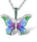 Namana Splendida Collana Donna Argento 925 con Ciondolo a Forma di Farfalla, per Donna e Ragazza, con Pietre Zirconi Verde e Bianchi e Dettagli Colorati Smaltati