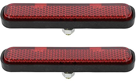 F FIERCE CYCLE Paar Roter Ovaler Warnreflektor M5x0,8 Für Motorräder | Schwarz, Kunststoff, 93x21mm (LxB), Schraubbefestigung, 2x Mutter, Einfache Montage, Warnung Anderer Fahrer