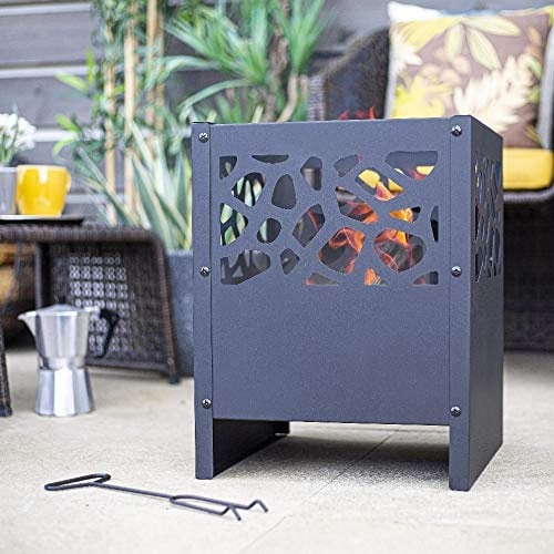 Large Fire Pit Set: Fora, Includes Hand Tool (Wood or Charcoal, Basket Log Burner Garden Heater, Chimenea Patio Wood Chiminea Tall)